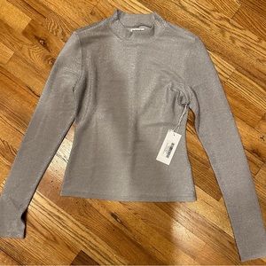 Reformation Junie Silver Glitter Turtleneck